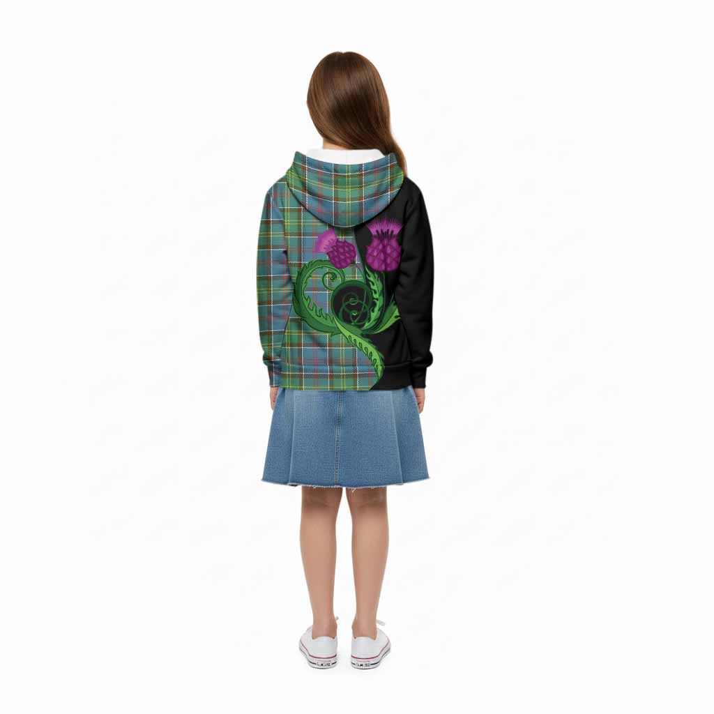 Colville Tartan Kid Hoodie Traditional Scottish Thistle