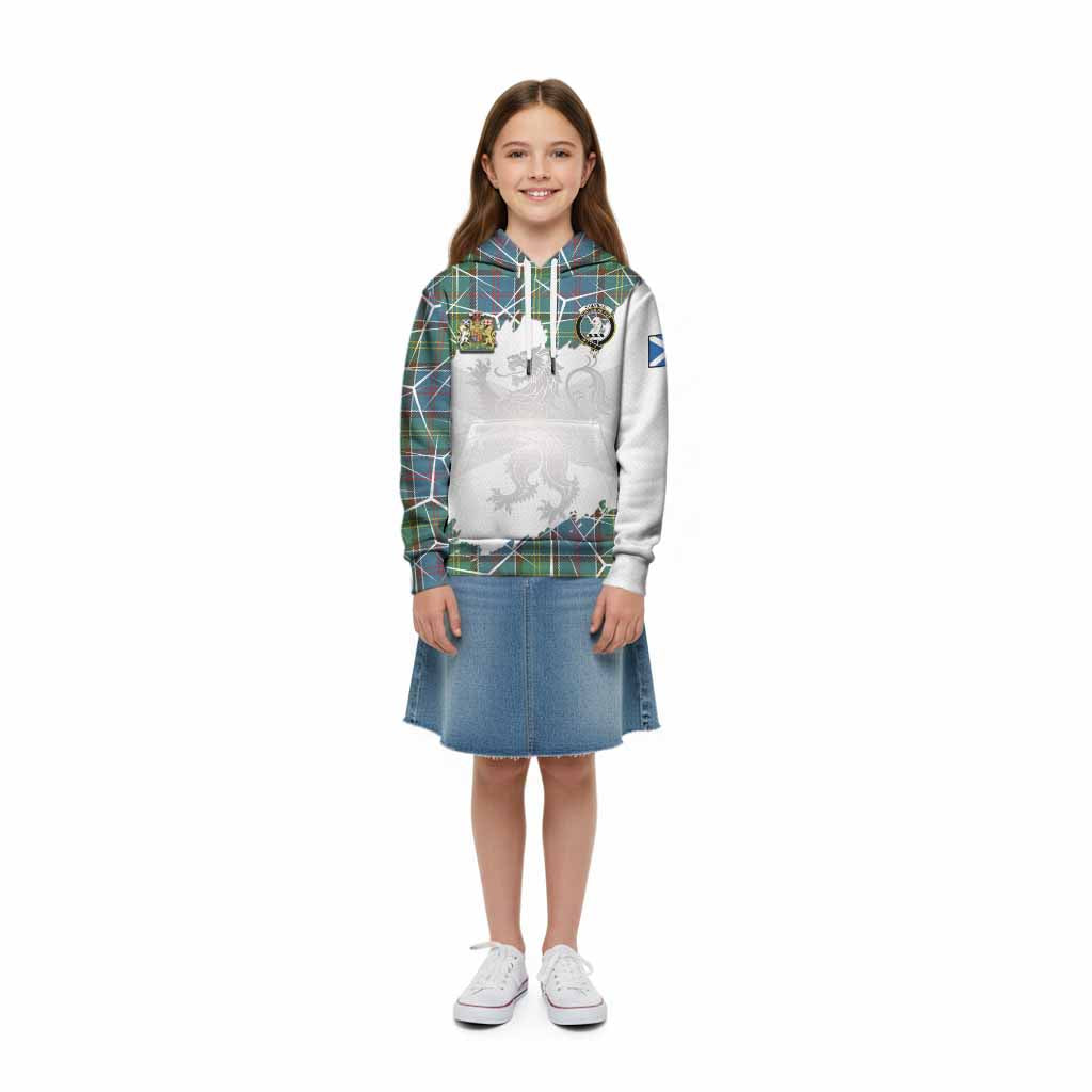 Colville Tartan Kid Hoodie with Family Crest and Lion Rampant Grunge Style