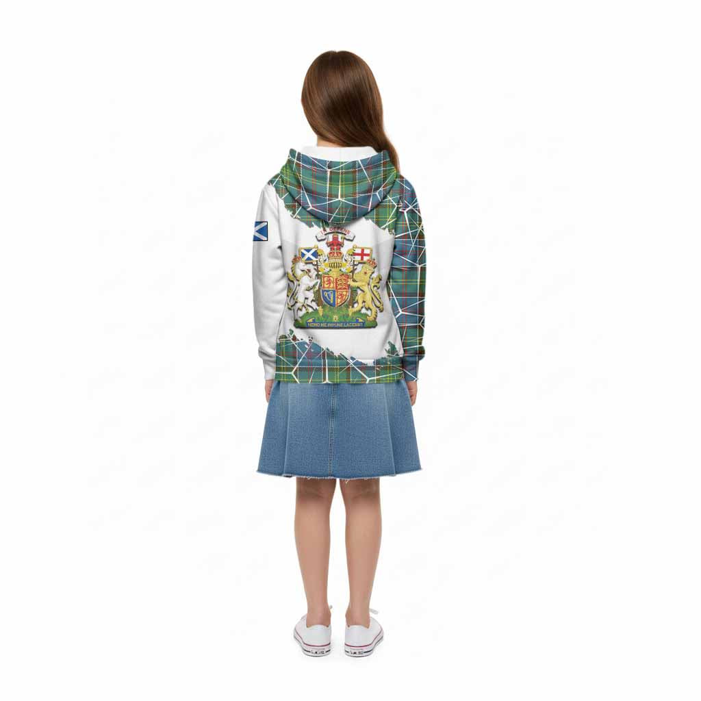 Colville Tartan Kid Hoodie with Family Crest and Lion Rampant Grunge Style