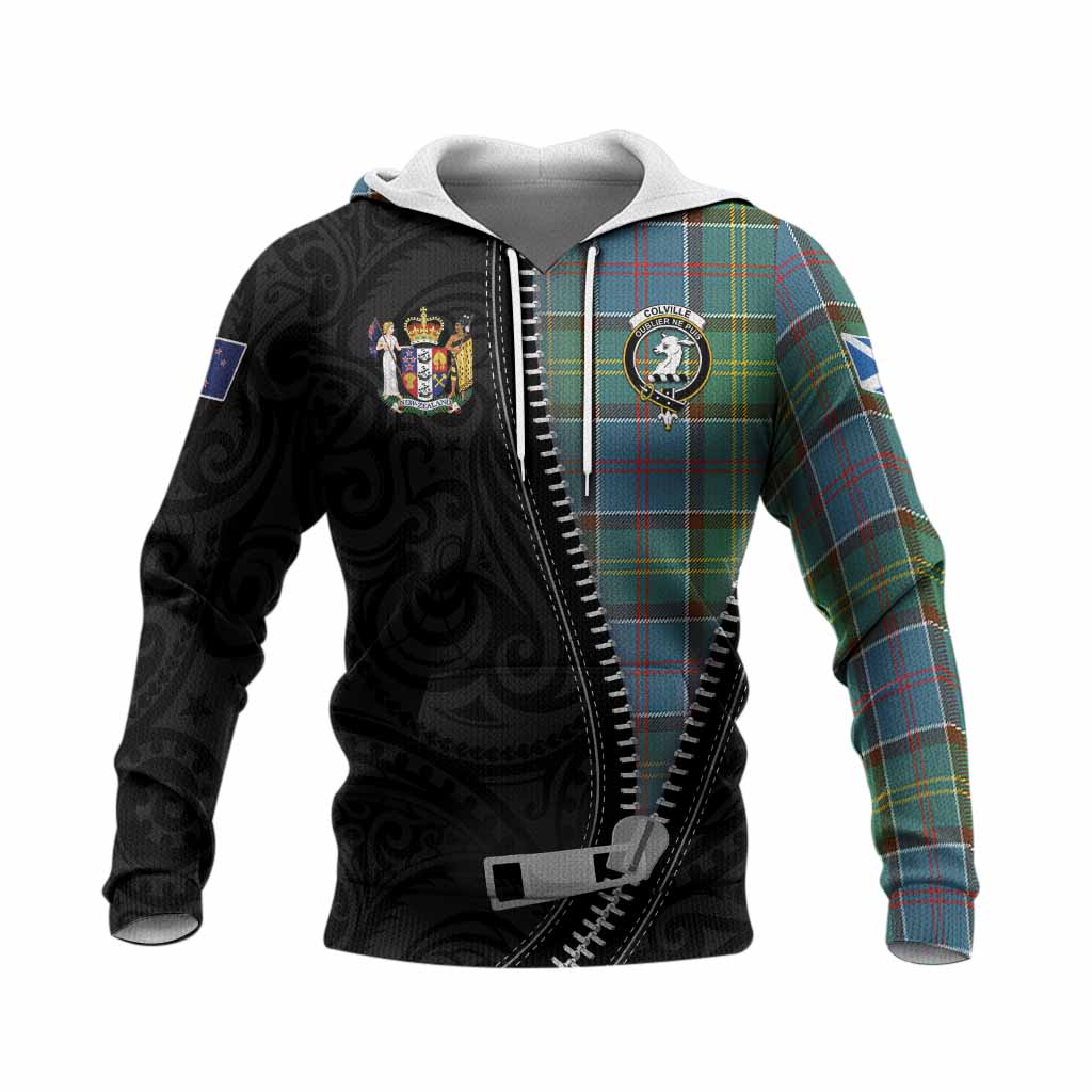 Colville Tartan Knitted Hoodie New Zealand Pattern Unique Zipper Stylized