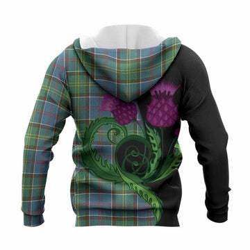 Colville Tartan Knitted Hoodie Traditional Scottish Thistle
