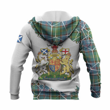 Colville Tartan Knitted Hoodie with Family Crest and Lion Rampant Grunge Style