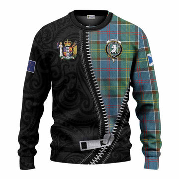 Colville Tartan Knitted Sweater New Zealand Pattern Unique Zipper Stylized