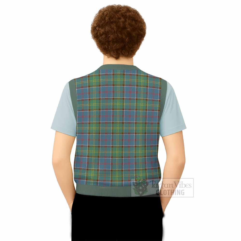 Colville Tartan Knitted V-Neck Vest with Family Crest - Tartan Vibes Clothing
