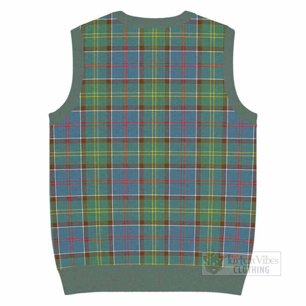 Colville Tartan Knitted V-Neck Vest with Family Crest - Tartan Vibes Clothing