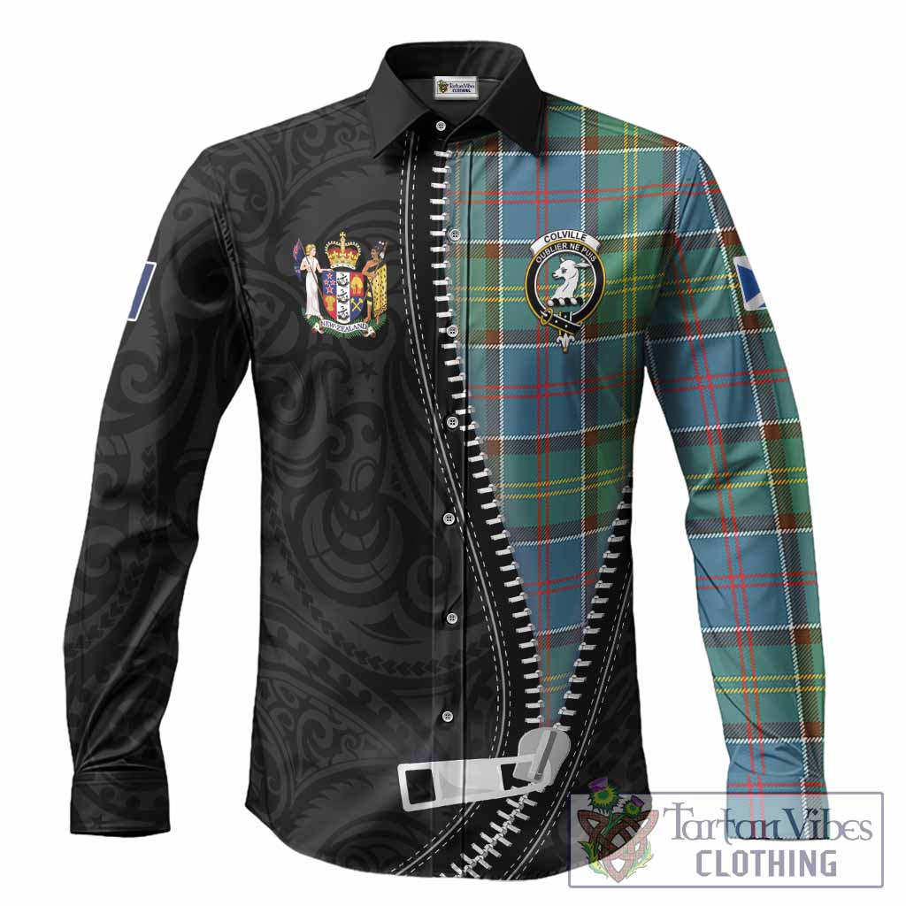 Colville Tartan Long Sleeve Button Shirts New Zealand Pattern Unique Zipper Stylized
