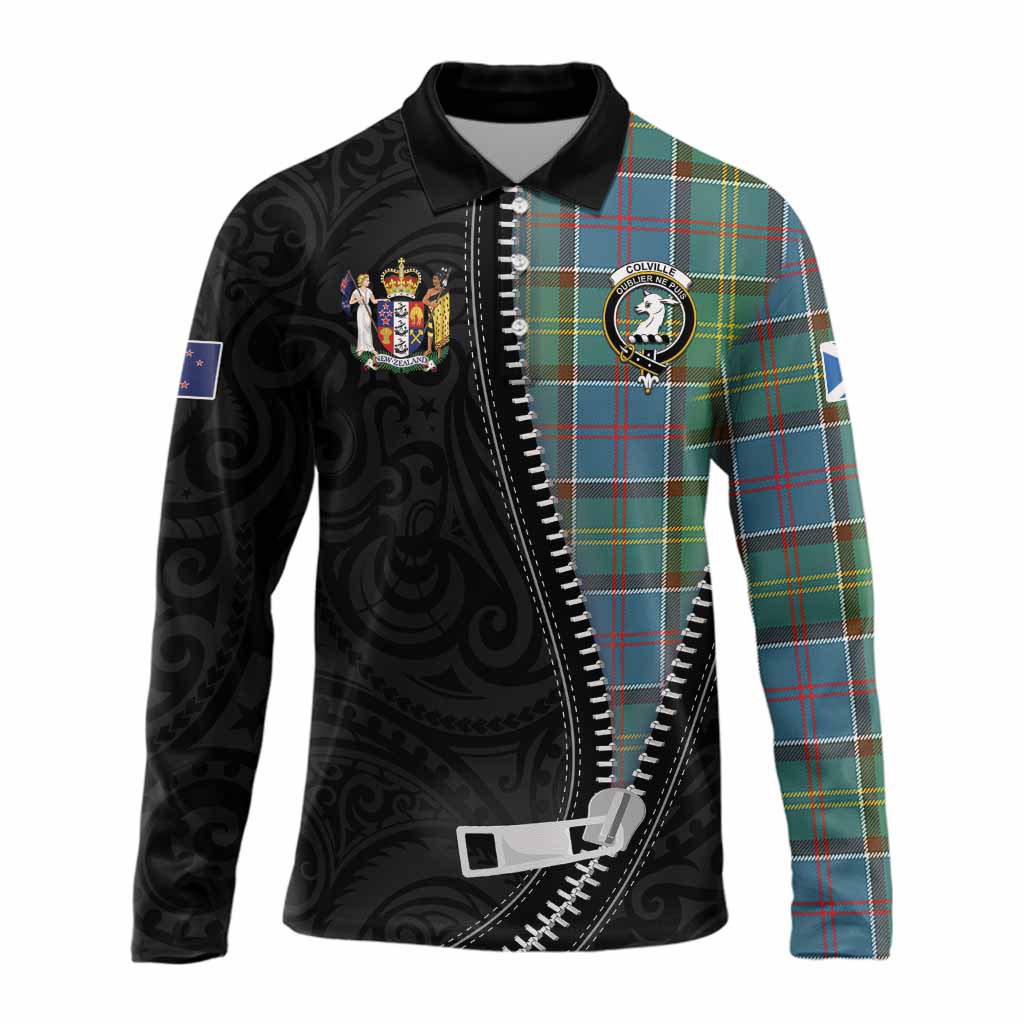 Colville Tartan Long Sleeve Polo Shirt New Zealand Pattern Unique Zipper Stylized