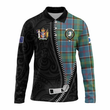 Colville Tartan Long Sleeve Polo Shirt New Zealand Pattern Unique Zipper Stylized