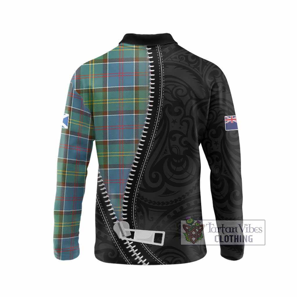 Colville Tartan Long Sleeve Polo Shirt New Zealand Pattern Unique Zipper Stylized