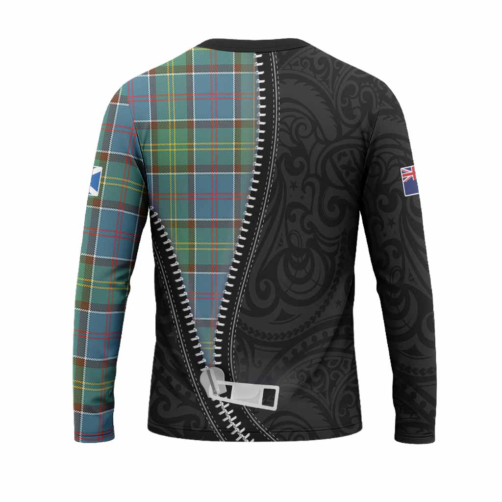 Colville Tartan Long Sleeve T-Shirt New Zealand Pattern Unique Zipper Stylized