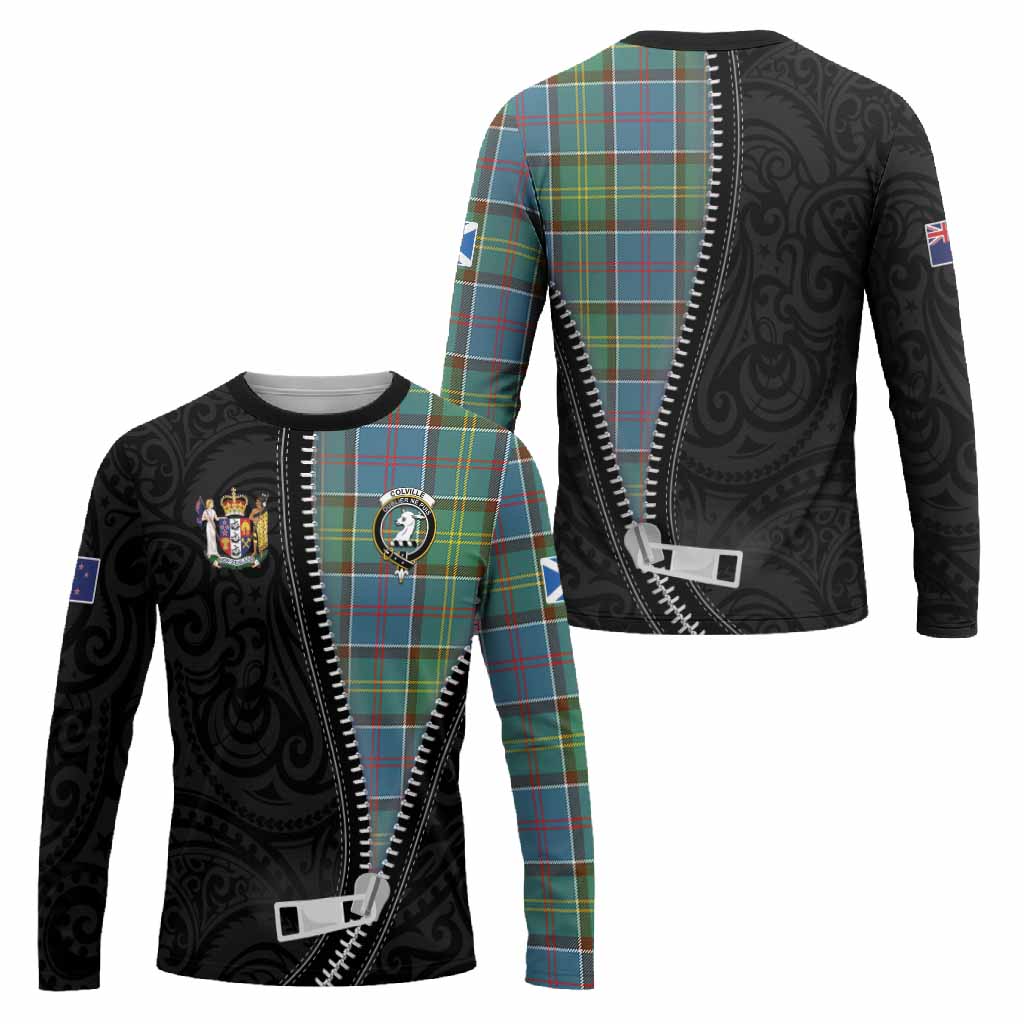 Colville Tartan Long Sleeve T-Shirt New Zealand Pattern Unique Zipper Stylized