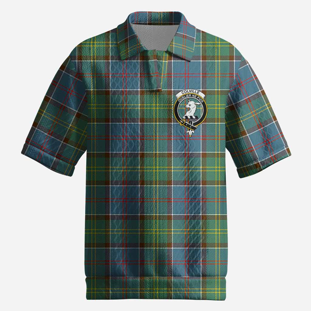 Colville Tartan Men’s Polo Sweater Top with Family Crest