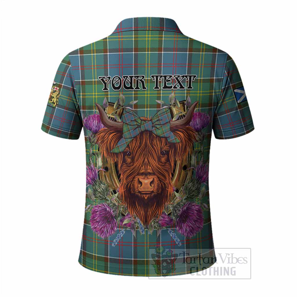Colville Tartan Polo Shirt Scottish Thistle Heilan Coo