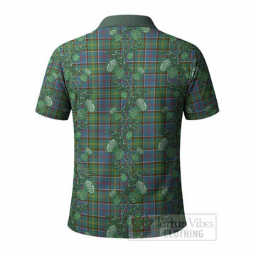 Colville Tartan Polo Shirt Seamless Scottish Thistle Flowers