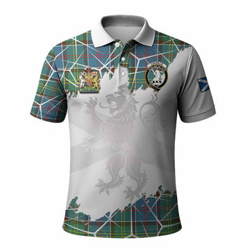 Colville Tartan Polo Shirt with Family Crest and Lion Rampant Grunge Style