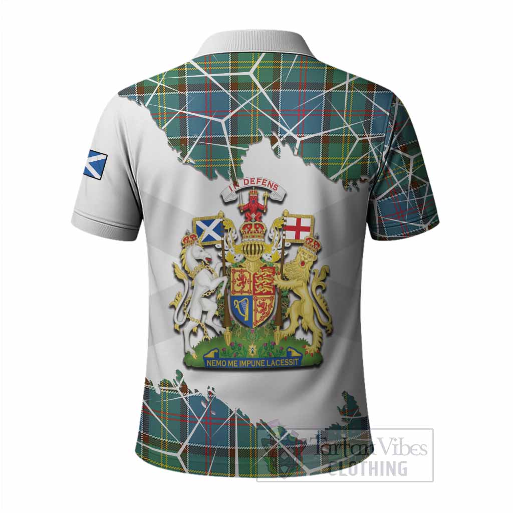 Colville Tartan Polo Shirt with Family Crest and Lion Rampant Grunge Style