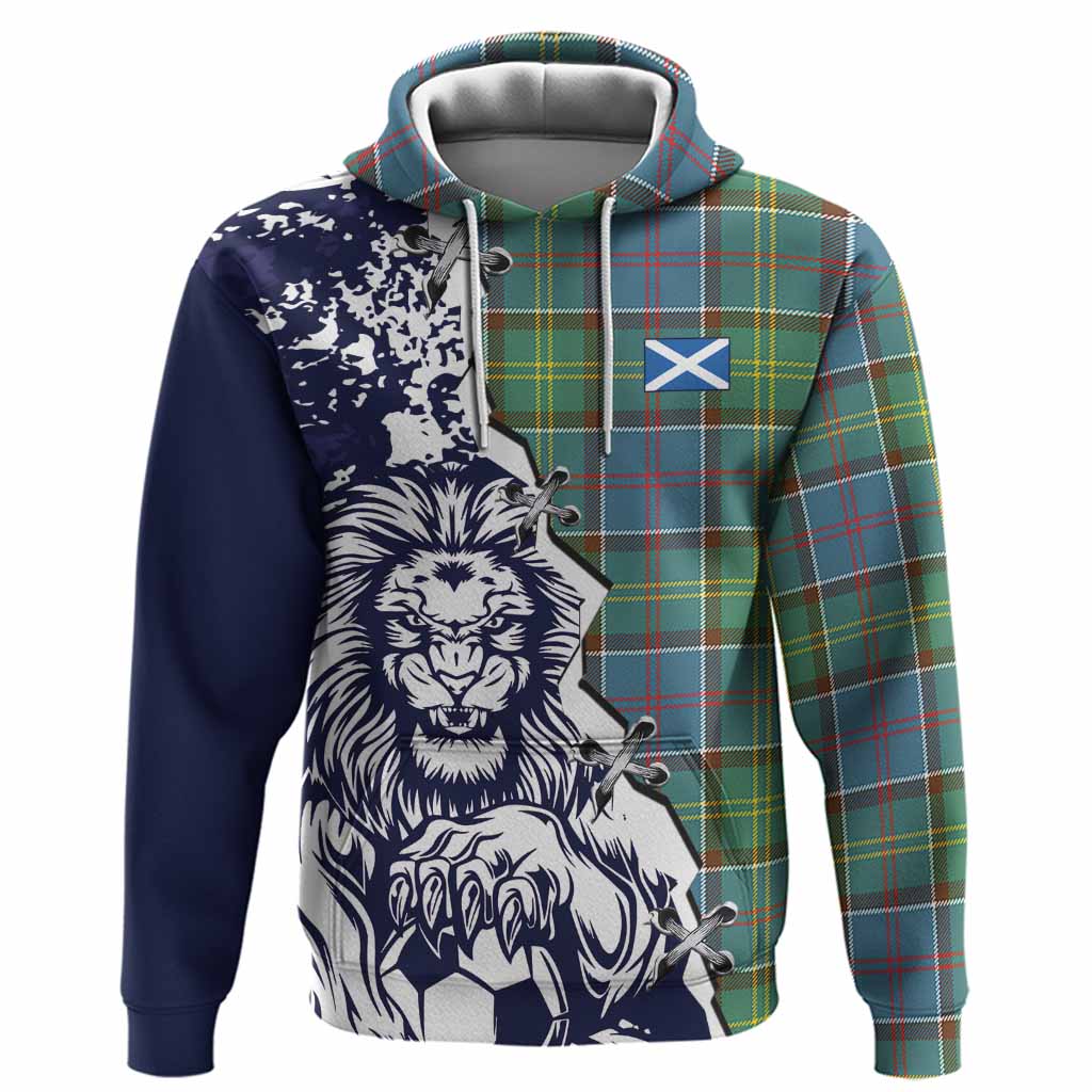 Colville Tartan Scottish Hoodie Angry Lion With Soccer Ball Style