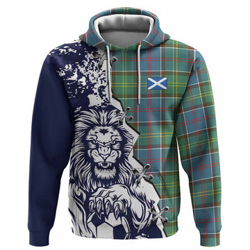 Colville Tartan Scottish Hoodie Angry Lion With Soccer Ball Style