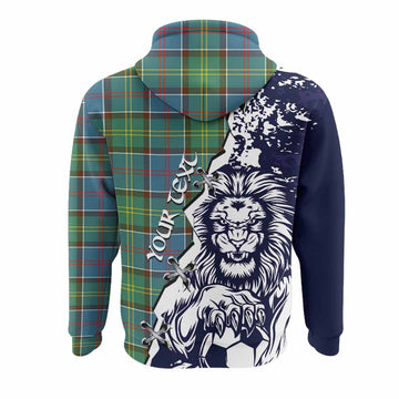 Colville Tartan Scottish Hoodie Angry Lion With Soccer Ball Style