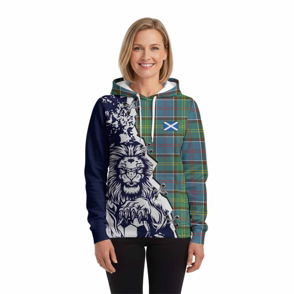 Colville Tartan Scottish Hoodie Angry Lion With Soccer Ball Style