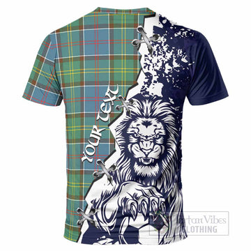 Colville Tartan Scottish T-Shirt Angry Lion With Soccer Ball Style