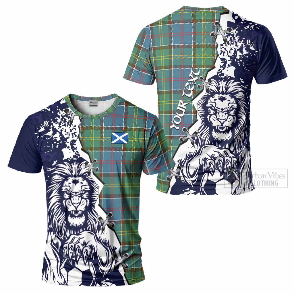 Colville Tartan Scottish T-Shirt Angry Lion With Soccer Ball Style
