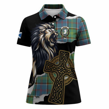 Colville Tartan Scottish Women Polo Shirt Lion Celtic Heritage