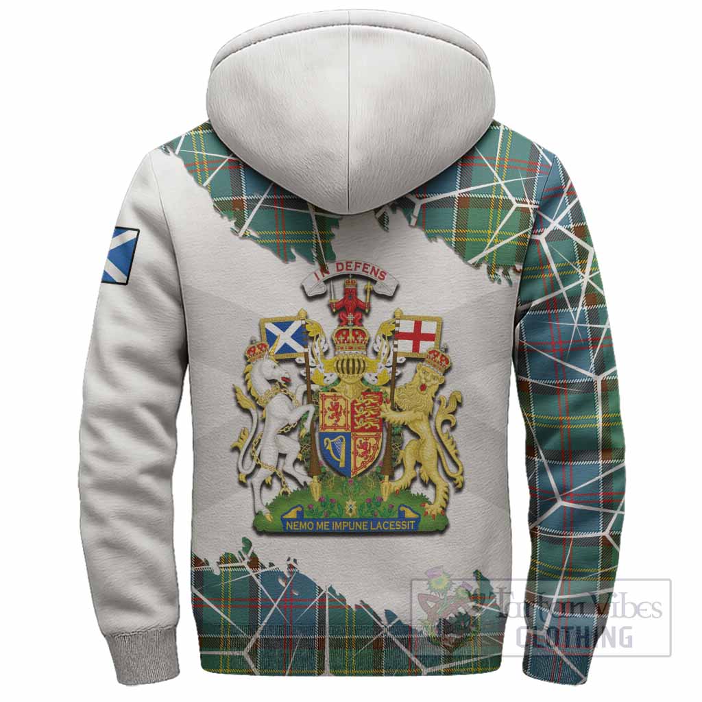 Colville Tartan Sherpa Hoodie with Family Crest and Lion Rampant Grunge Style