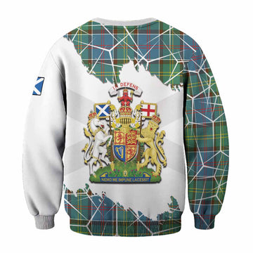 Colville Tartan Sweatshirt with Family Crest and Lion Rampant Grunge Style