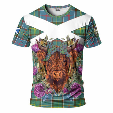 Colville Tartan T-Shirt Scottish Thistle Heilan Coo