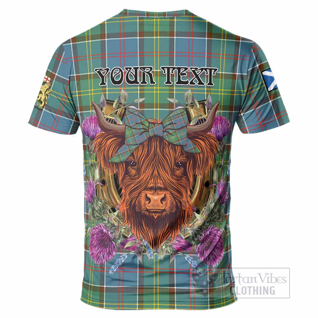 Colville Tartan T-Shirt Scottish Thistle Heilan Coo