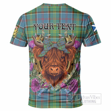 Colville Tartan T-Shirt Scottish Thistle Heilan Coo