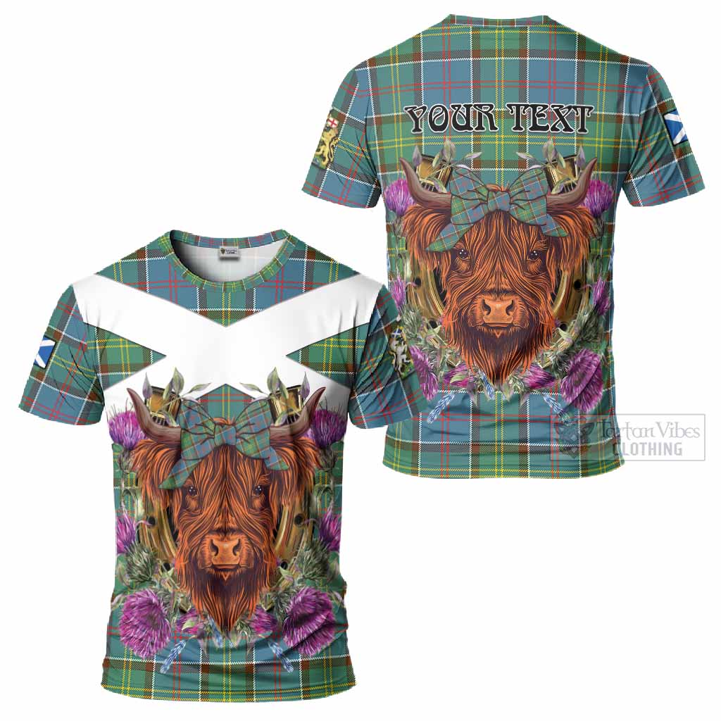 Colville Tartan T-Shirt Scottish Thistle Heilan Coo