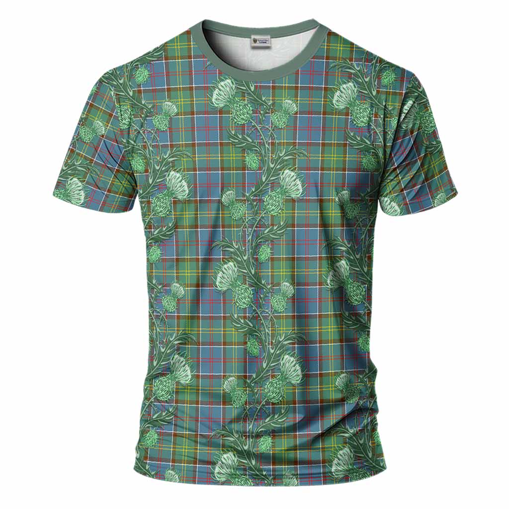 Colville Tartan T-Shirt Seamless Scottish Thistle Flowers