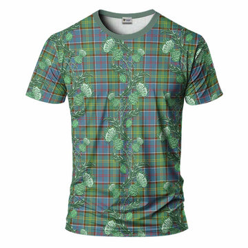 Colville Tartan T-Shirt Seamless Scottish Thistle Flowers