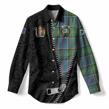 Colville Tartan Women Casual Shirt New Zealand Pattern Unique Zipper Stylized