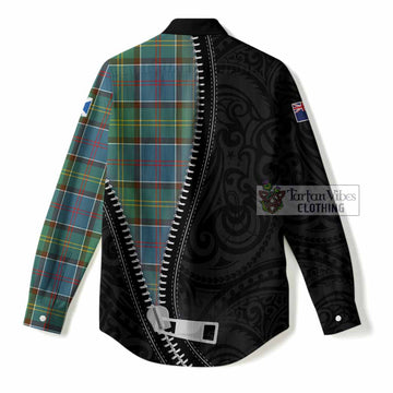 Colville Tartan Women Casual Shirt New Zealand Pattern Unique Zipper Stylized
