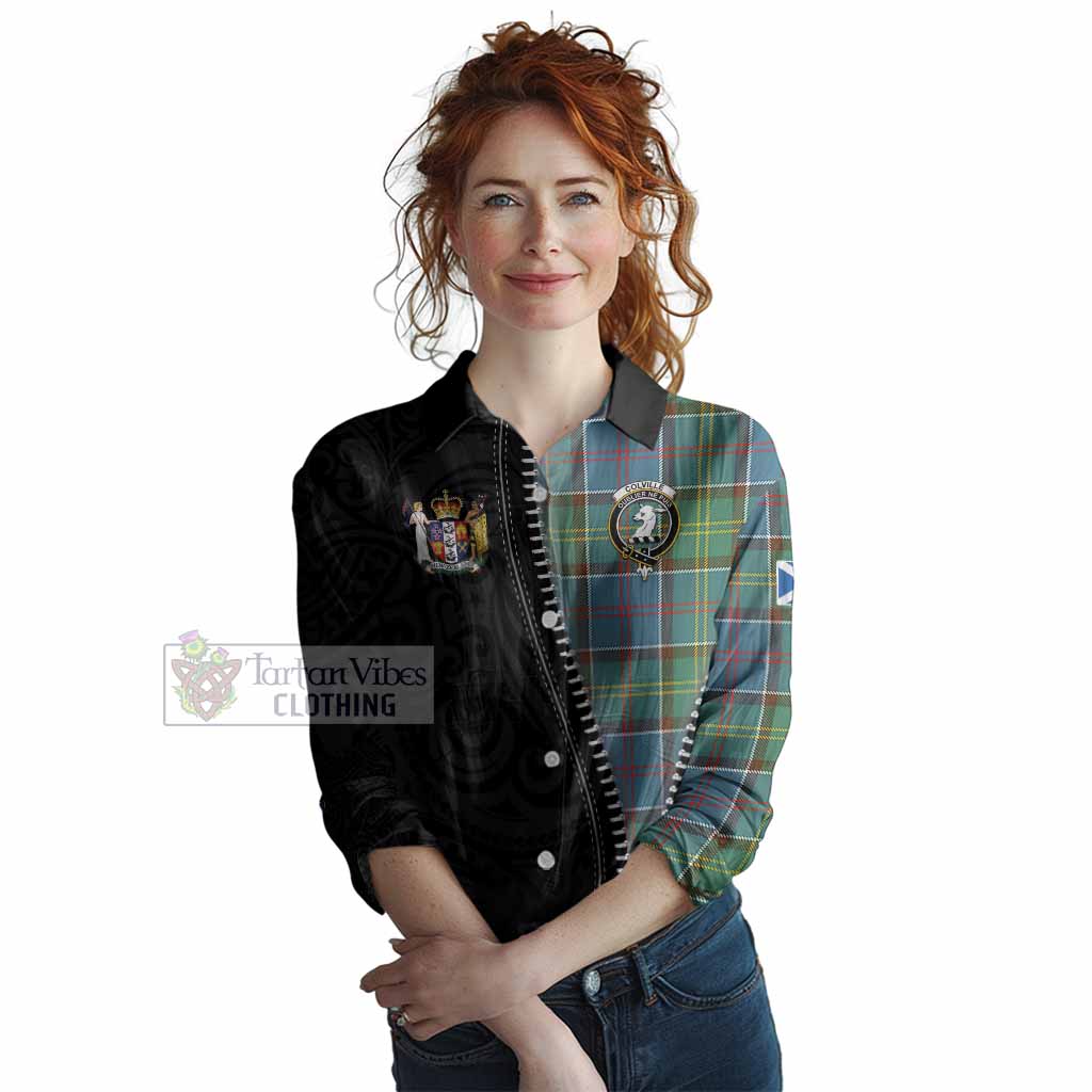 Colville Tartan Women Casual Shirt New Zealand Pattern Unique Zipper Stylized