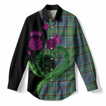 Colville Tartan Women Casual Shirt Traditional Scottish Thistle