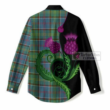 Colville Tartan Women Casual Shirt Traditional Scottish Thistle