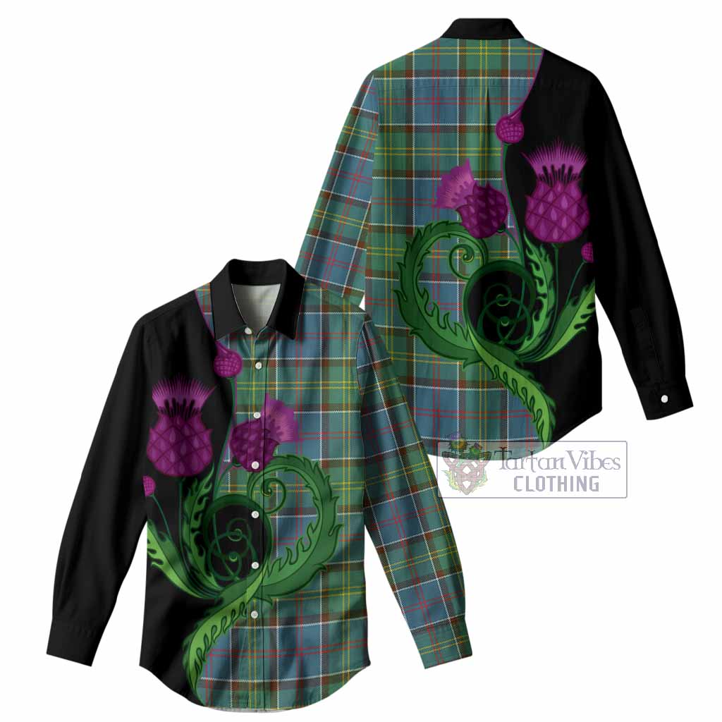 Colville Tartan Women Casual Shirt Traditional Scottish Thistle