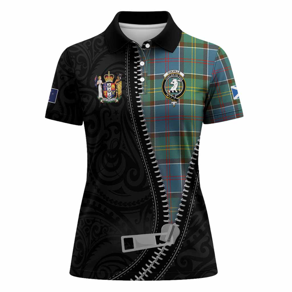 Colville Tartan Women Polo Shirt New Zealand Pattern Unique Zipper Stylized