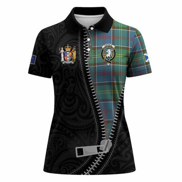 Colville Tartan Women Polo Shirt New Zealand Pattern Unique Zipper Stylized