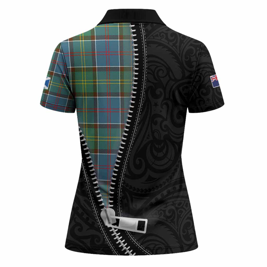 Colville Tartan Women Polo Shirt New Zealand Pattern Unique Zipper Stylized