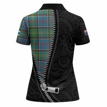 Colville Tartan Women Polo Shirt New Zealand Pattern Unique Zipper Stylized
