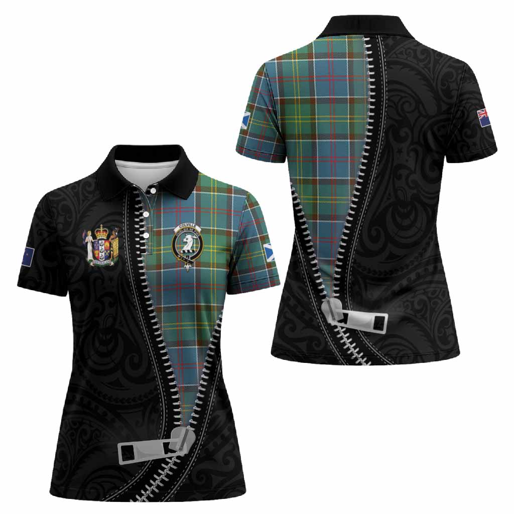 Colville Tartan Women Polo Shirt New Zealand Pattern Unique Zipper Stylized