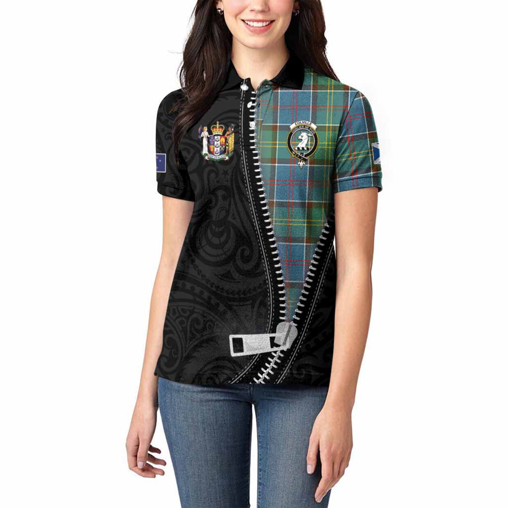 Colville Tartan Women Polo Shirt New Zealand Pattern Unique Zipper Stylized