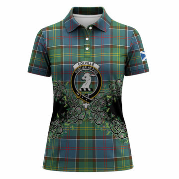 Colville Tartan Women Polo Shirt Thistle Scottish Spirit