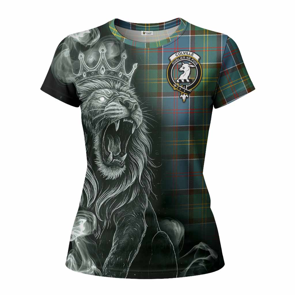 Colville Tartan Women T shirt Roaring Lion Heritage
