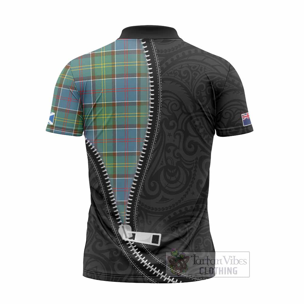 Colville Tartan Zipper Polo Shirt New Zealand Pattern Unique Zipper Stylized